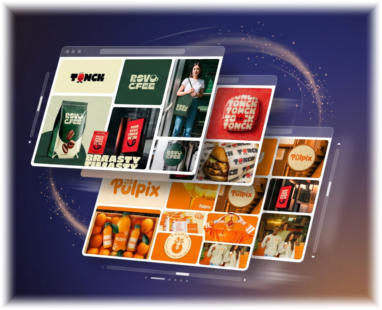 Brand identity boards for food, drinks and lifestyle businesses