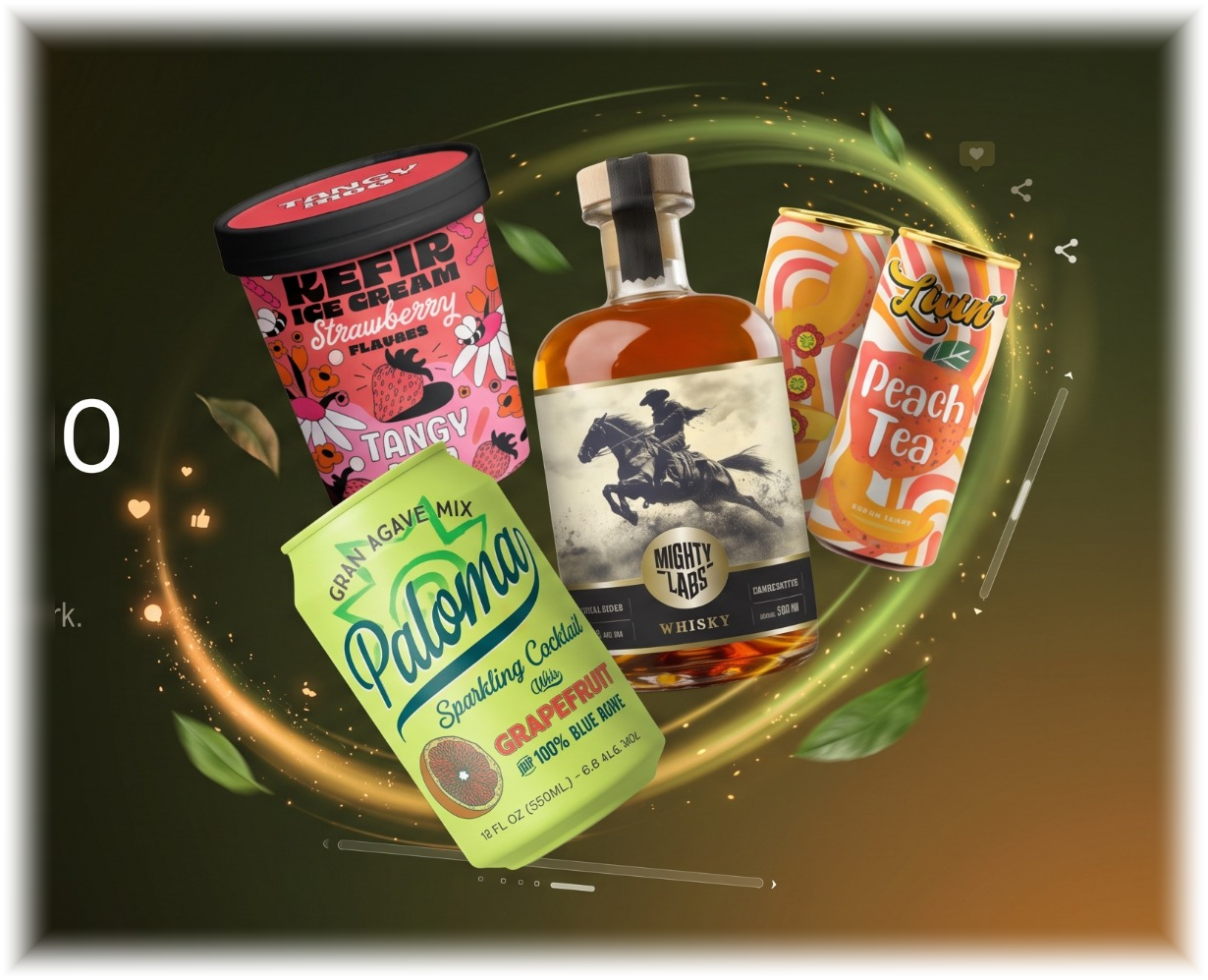 Can, bottle and pouch packaging designs