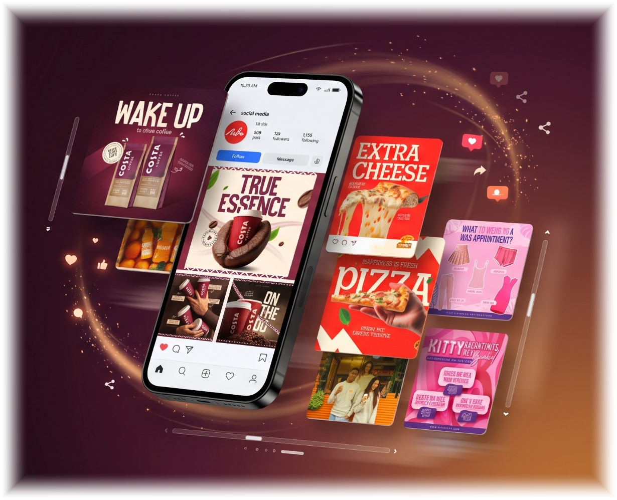 Social campaign artwork and mobile content designs